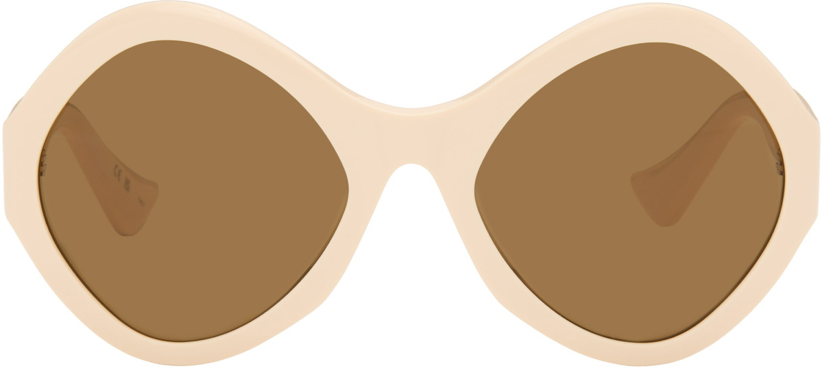 Valentino Off-White Round Acetate Sunglasses