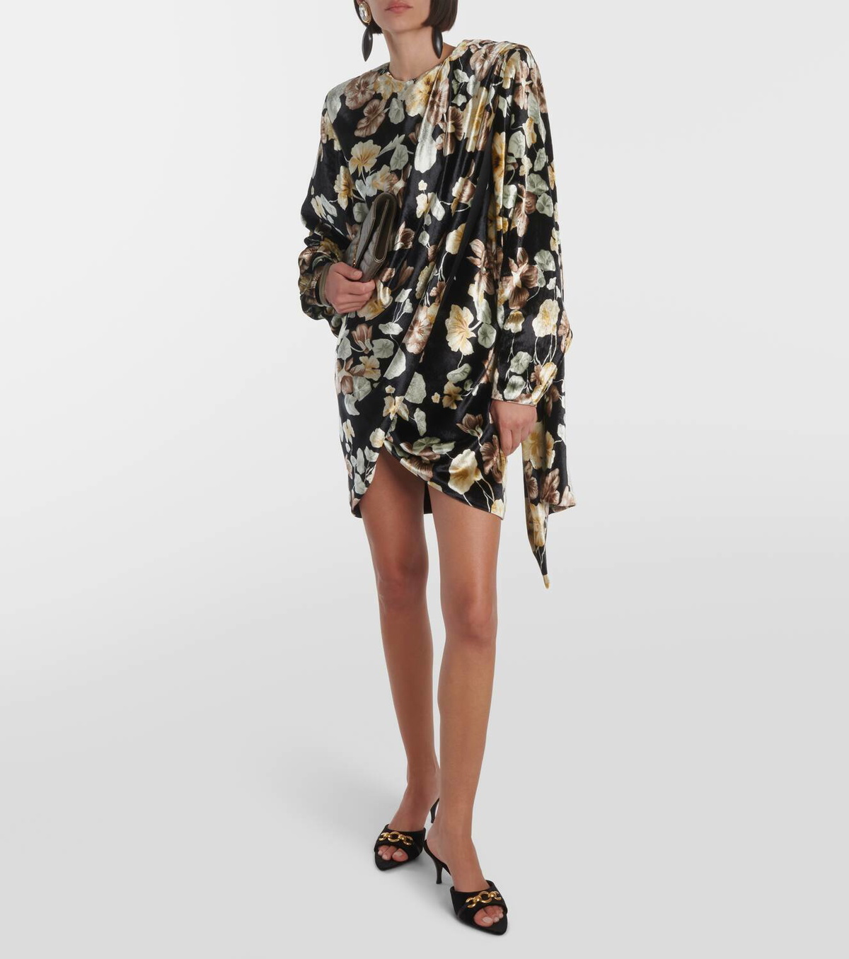 saint laurent velvet mini dress Saint Laurent Velvet Keyhole Mini Dress