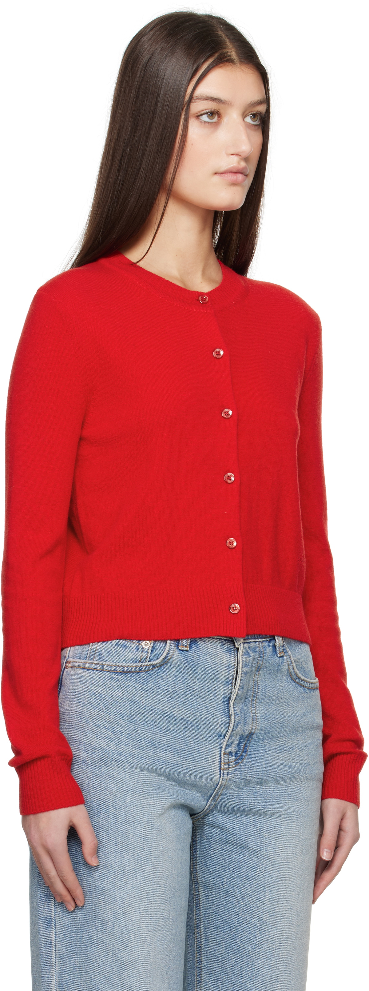 Dunst Red Essential Crewneck Knit Cardigan