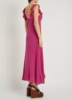 Chloe Ruffled Silk Midi Dress Red