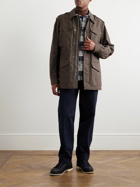 Purdey - Leather-Trimmed Cotton Field Jacket - Brown