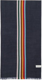 Paul Smith Navy Central Multi Stripe Scarf