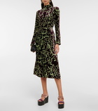 Dries Van Noten - Printed velvet midi skirt