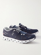 ON - Cloud 5 Rubber-Trimmed Recycled Mesh Running Sneakers - Blue