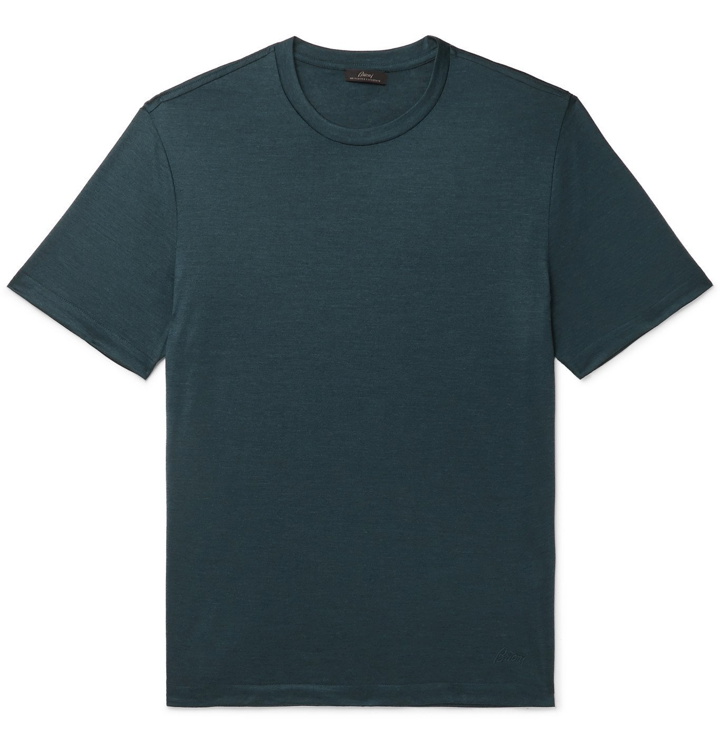 Photo: Brioni - Cashmere and Silk-Blend Jersey T-Shirt - Blue