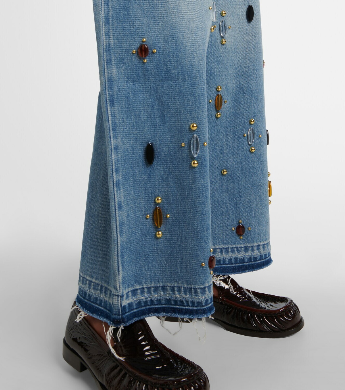 Xu Zhi Embellished high-rise wide-leg jeans