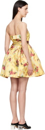 GANNI Yellow Printed Satin Minidress