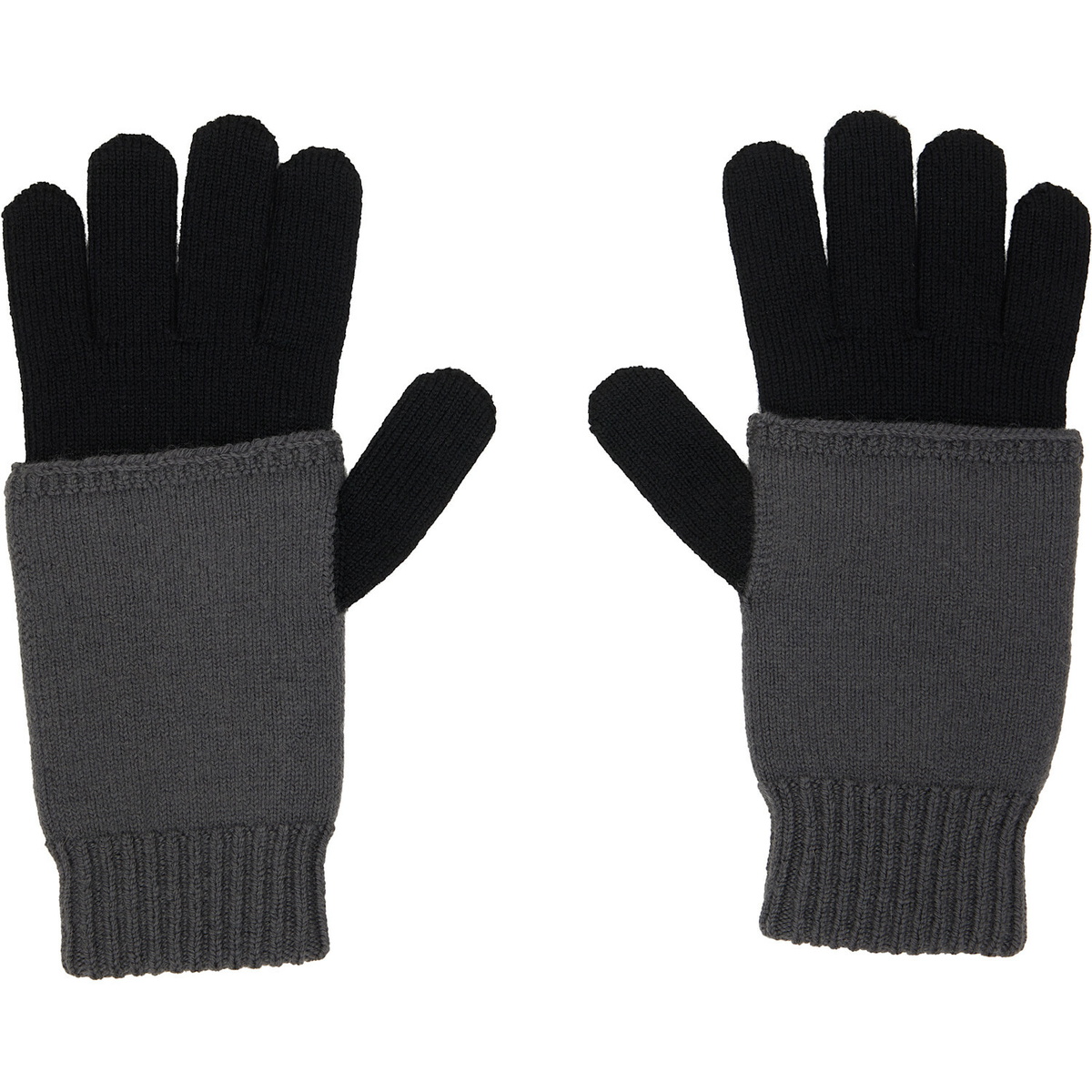 MM6 Maison Margiela Black & Gray Two-Tone Knit Gloves