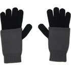 MM6 Maison Margiela Black & Gray Two-Tone Knit Gloves