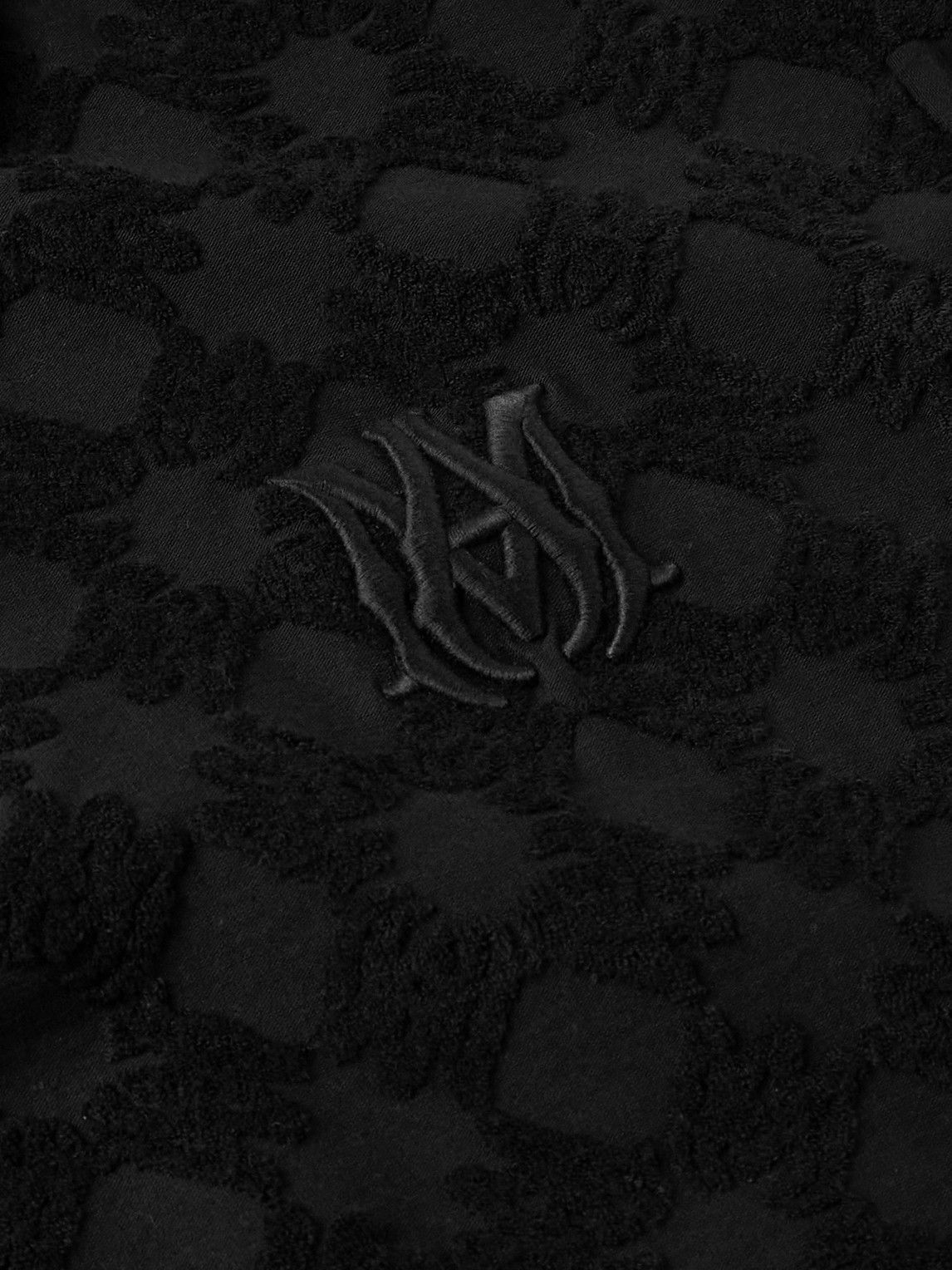 AMIRI - Logo-Embroidered Cotton-Blend Terry Jacquard Polo Shirt - Black