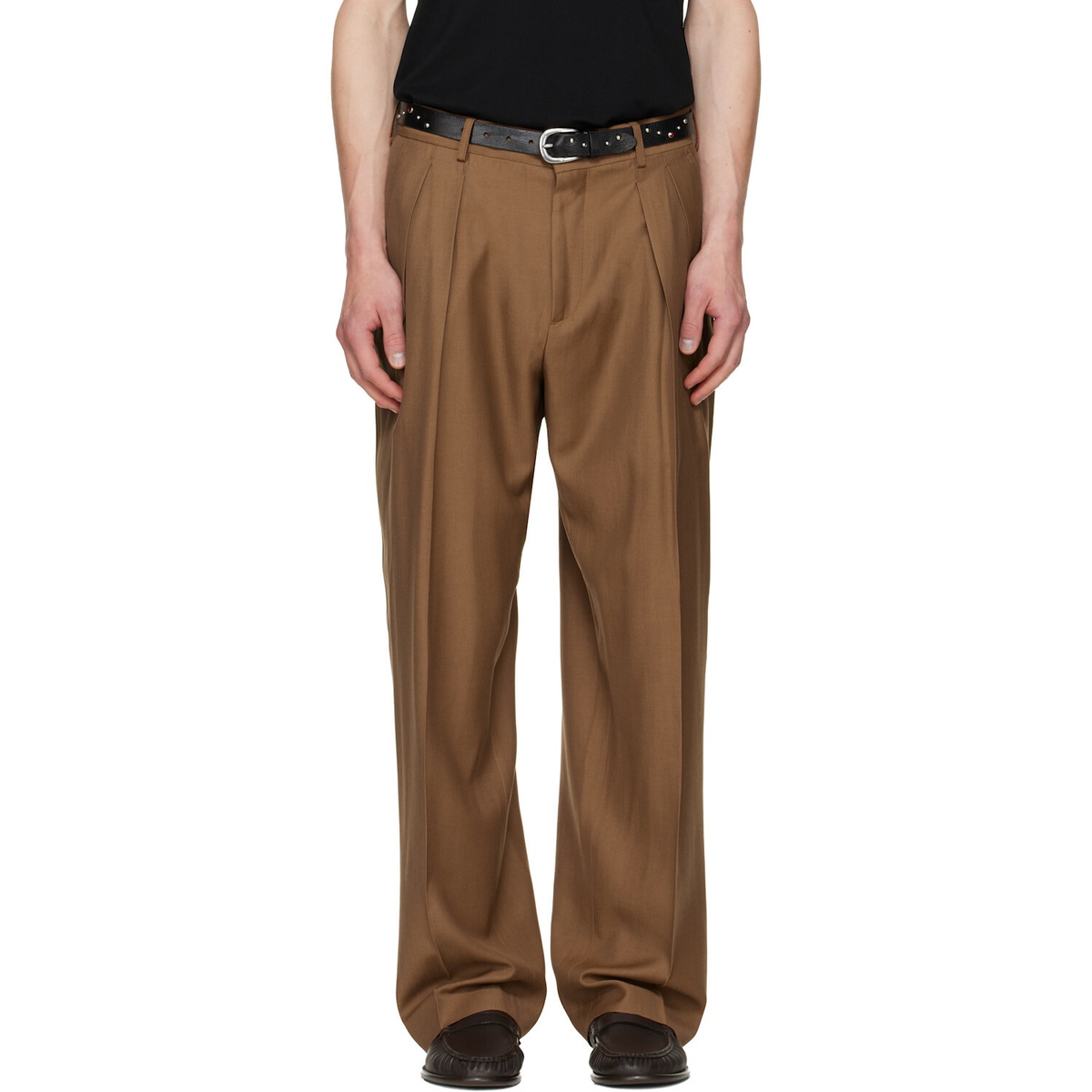 Paul Smith Brown Pleated Wool Trousers