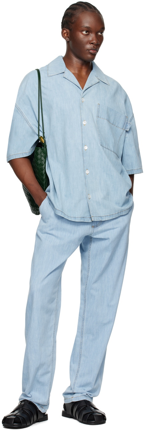 Bottega Veneta Blue Light Bleached Denim Shirt Bottega Veneta