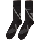Boss Two-Pack Grey and Black Diagonal Stripes Mismatched Socks