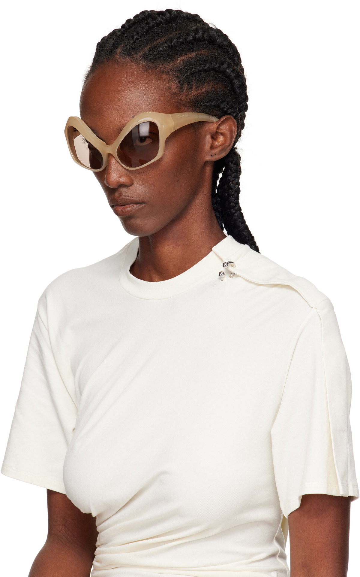 Mugler Beige Cat Eye Sunglasses