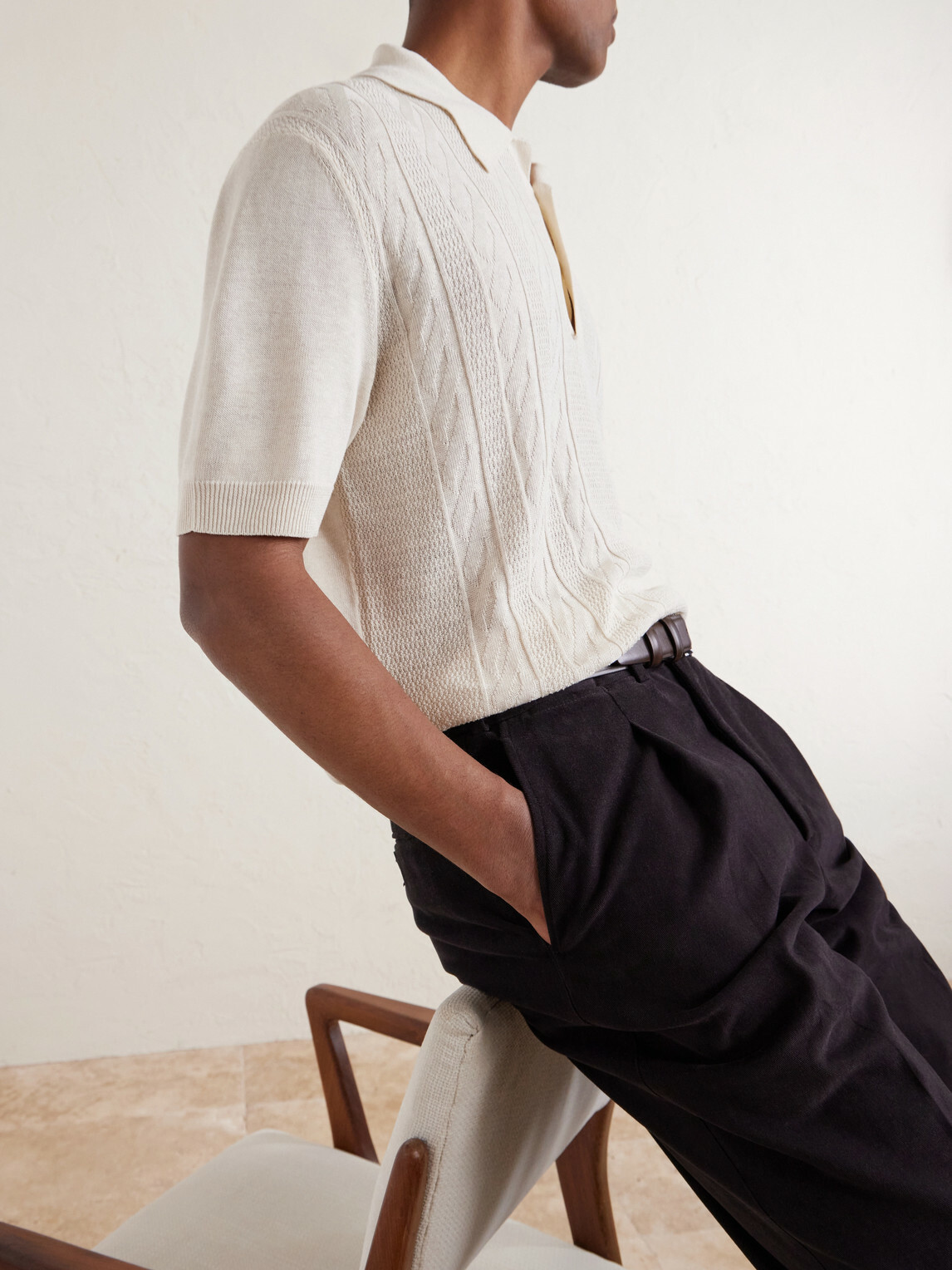 PIACENZA 1733 - Silk and Linen-Blend Polo Shirt - Neutrals