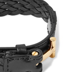 TOM FORD - Woven Leather and Gold-Tone Bracelet - Men - Black