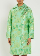 Huishan Zhang Mirabel Metallic-jacquard Woven Coat Green