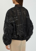 Rick Owens Secchia Flight Printed Tulle Bomber Jacket Black