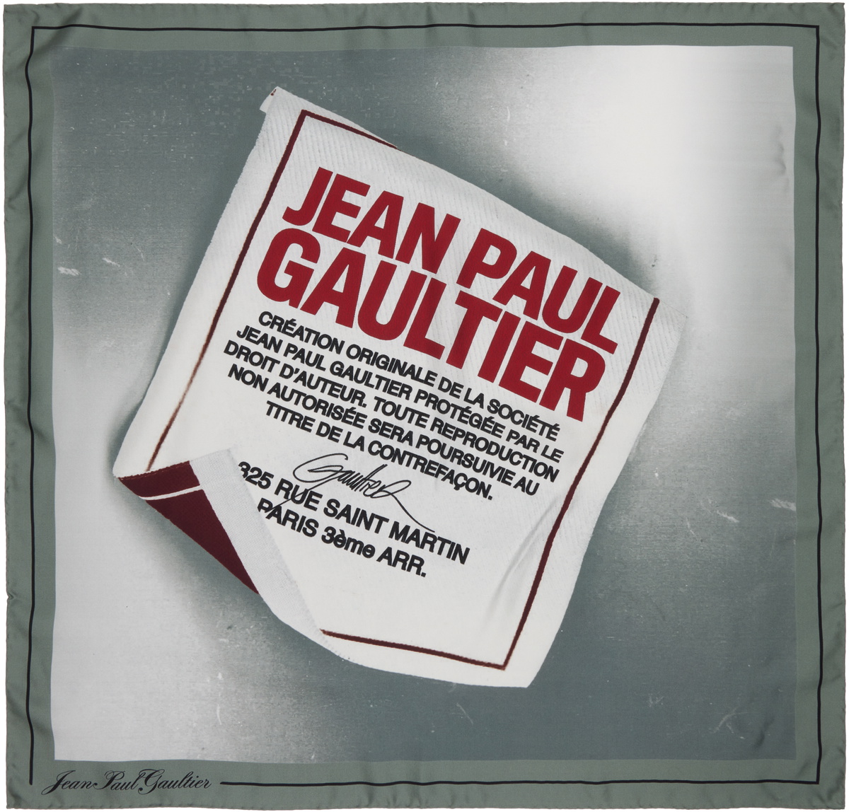 Jean Paul Gaultier Gray 'The Label' Scarf Jean Paul Gaultier
