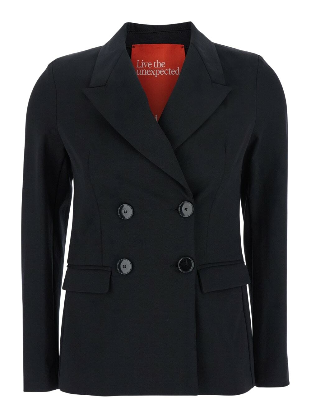 Merci Black Double-breasted Jacket With Peak Revers In Fabric Woman