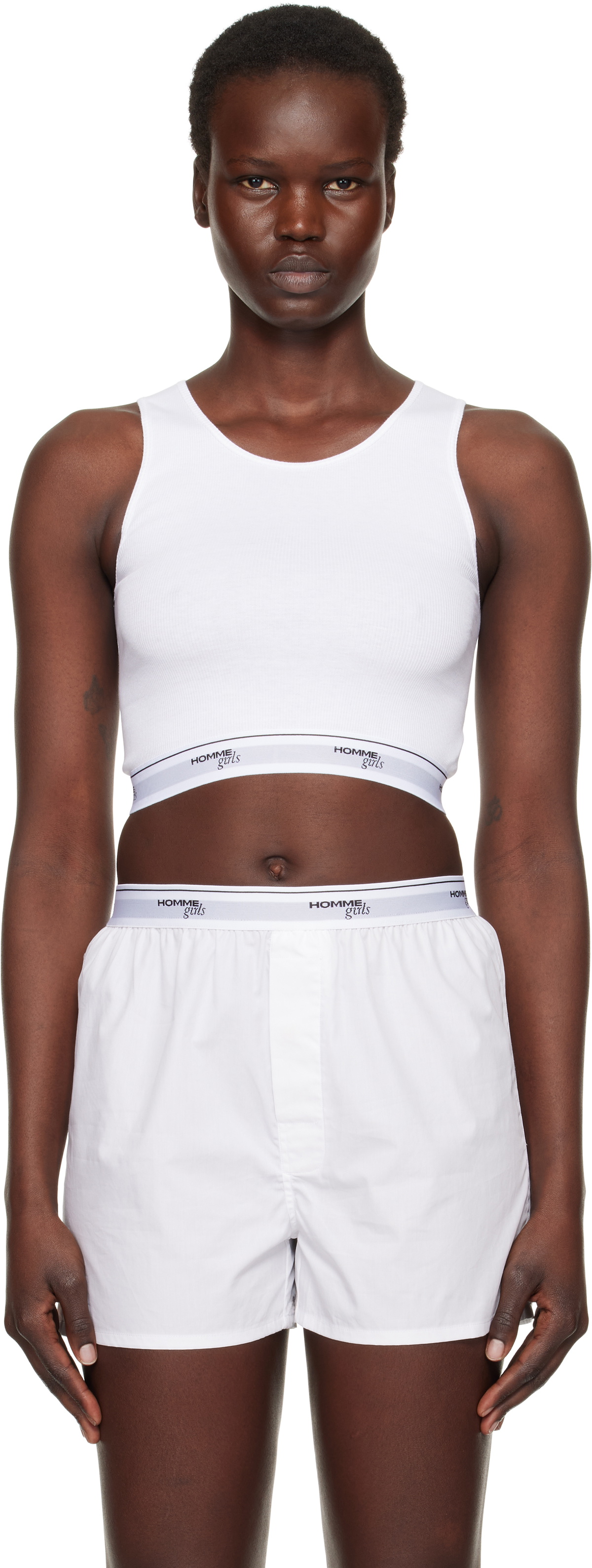 Logo Cropped Tank in White – HOMMEGIRLS