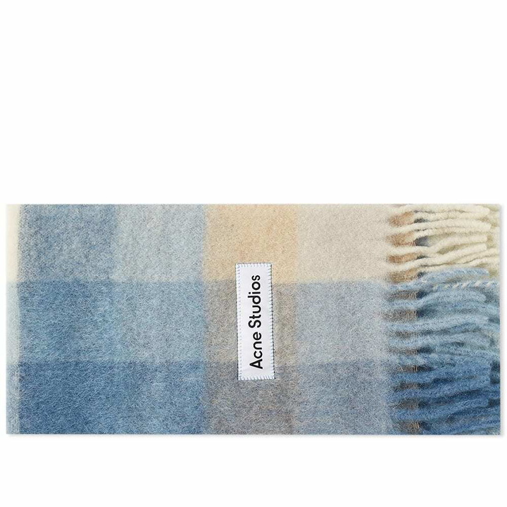 Photo: Acne Studios Men's Vally Check Scarf in Pastel Blue/Beige