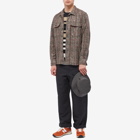 Universal Works Men's Check Wool Utility Overshirt in Brown