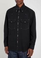 Lemaire Stud-embellished Cotton-poplin Shirt Black