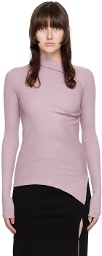 Helmut Lang Purple Asymmetric Long-Sleeve T-Shirt