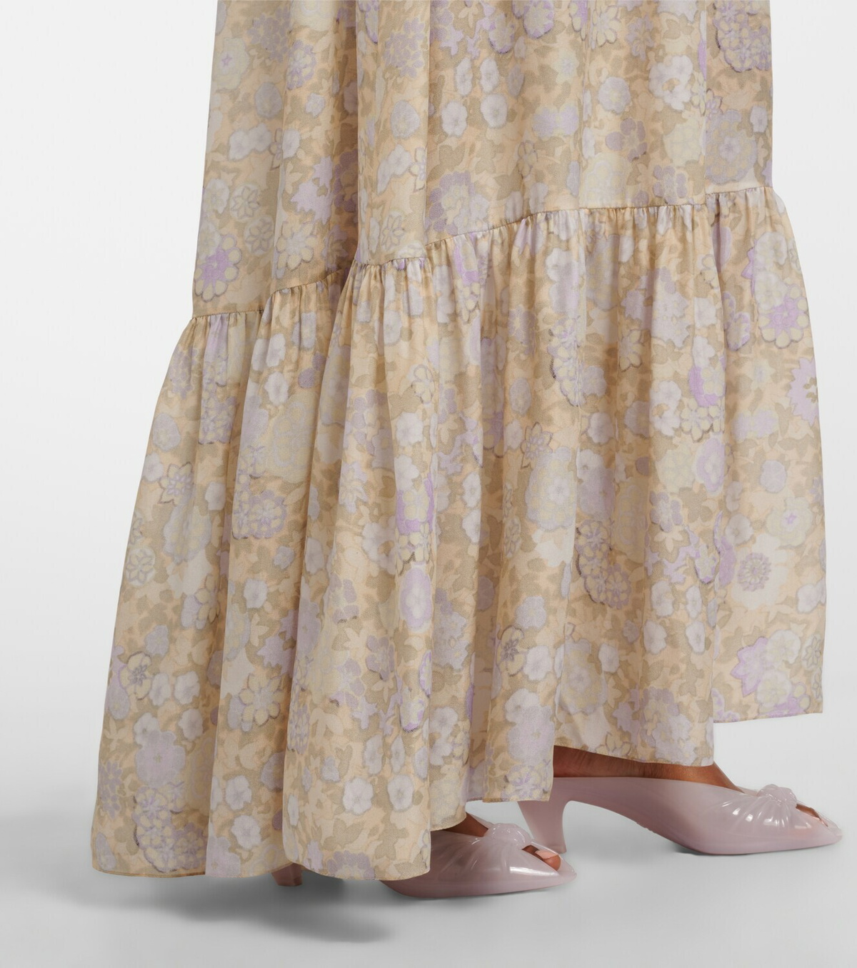 Chloé Floral ruffled silk charmeuse maxi dress