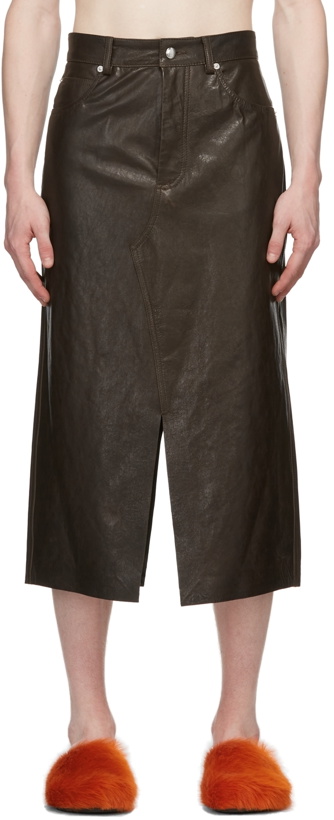 Photo: Marni Brown Leather Mid-Length Skirt