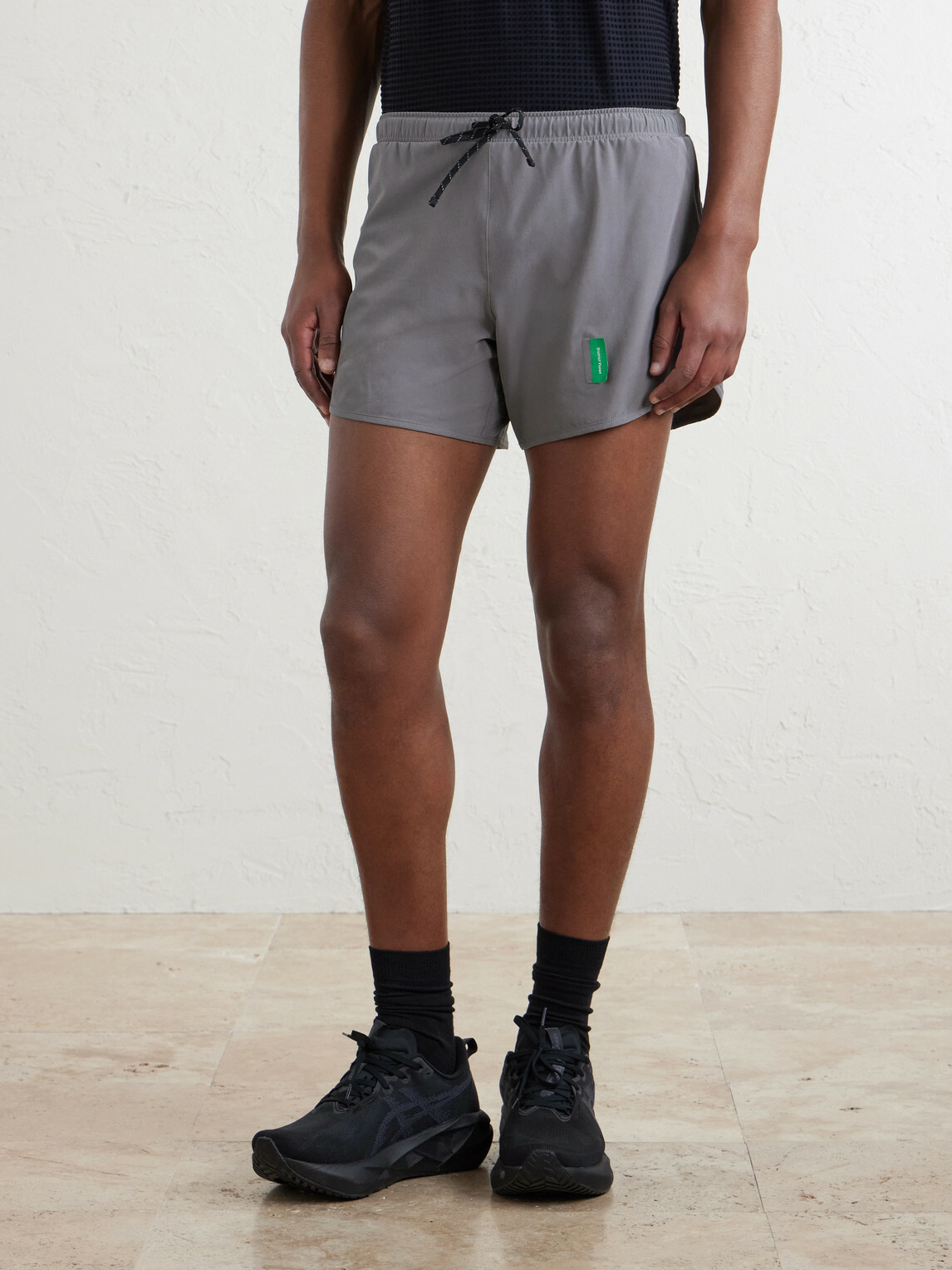DISTRICT VISION - Straight-Leg Logo-Print 5" Stretch-Jersey Running Shorts - Gray