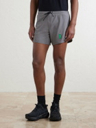 DISTRICT VISION - Straight-Leg Logo-Print 5" Stretch-Jersey Running Shorts - Gray