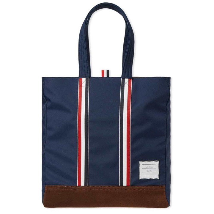 Photo: Thom Browne Nylon & Suede Tote Bag Blue