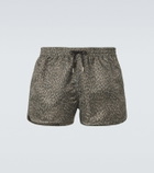 CDLP Leopard-print satin twill swim trunks