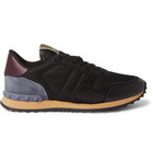 Valentino - Valentino Garavani Rockrunner Mesh, Leather and Suede Sneakers - Black