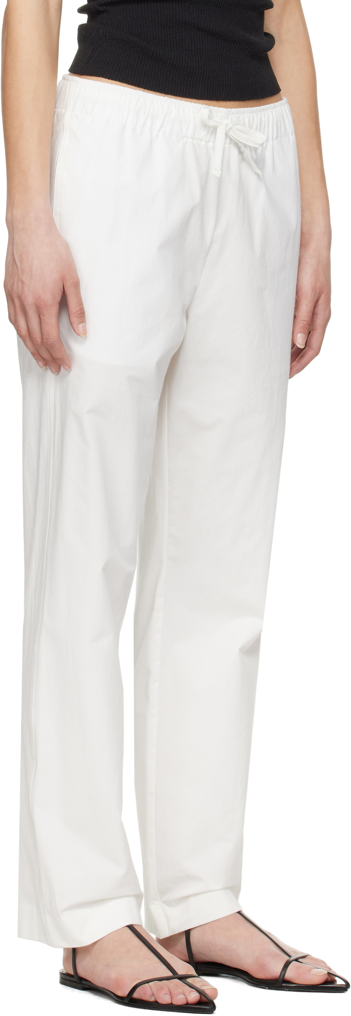 Nothing Written White Cotton Drawstring Trousers