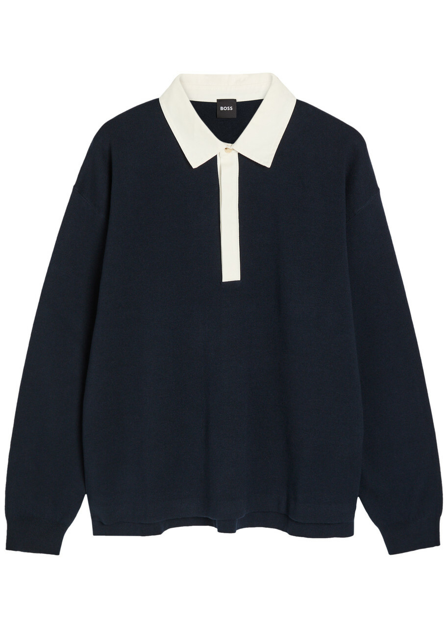 Boss Cotton and Wool-blend Rugby top Navy
