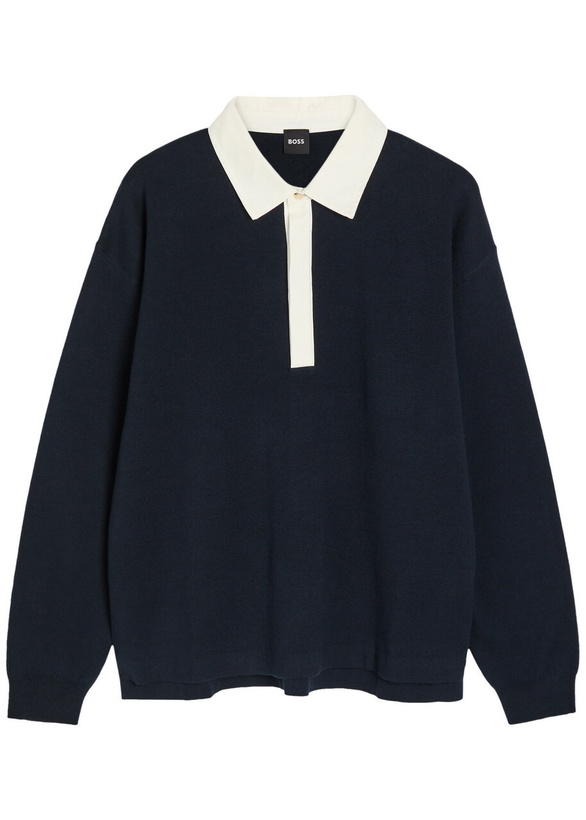 Photo: Boss Cotton and Wool-blend Rugby top Navy