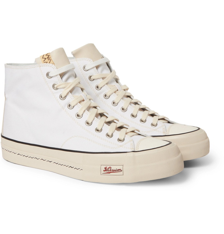 Photo: visvim - Skagway Leather-Trimmed Canvas High-Top Sneakers - White