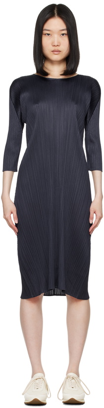 Photo: PLEATS PLEASE ISSEY MIYAKE Navy Monthly Colors June Midi Dress