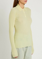 Calvin Klein Amber Ribbed Wool Polo top Yellow Light