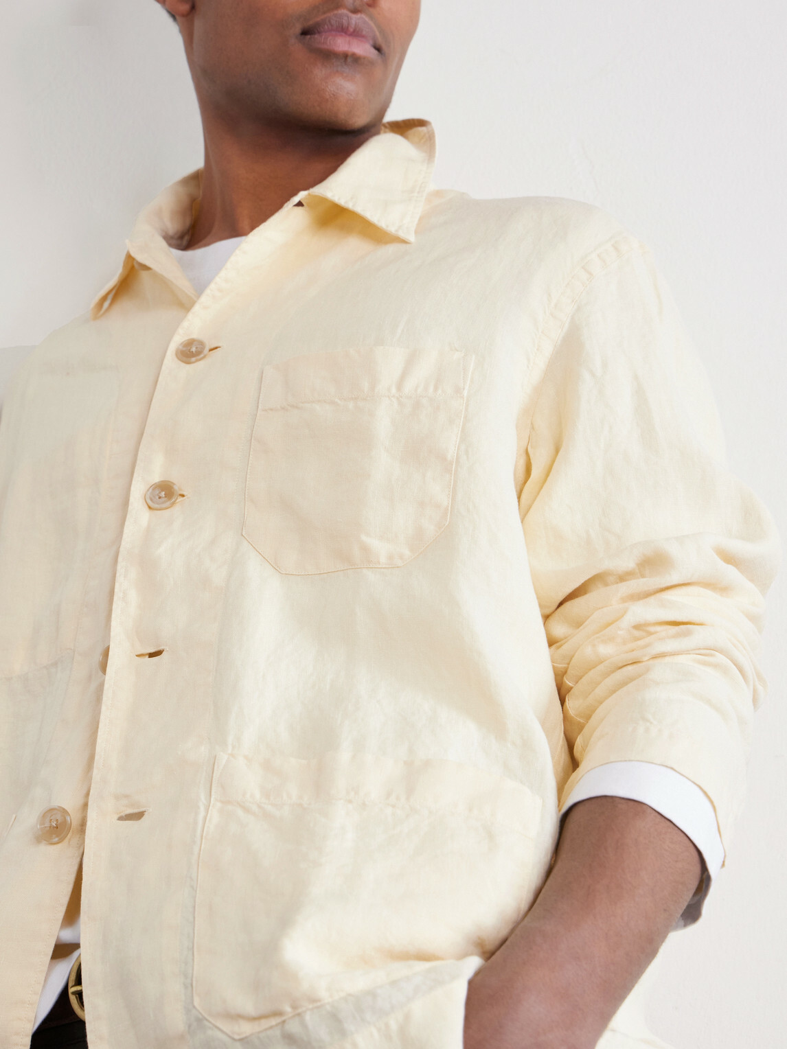 Hartford - Perry Linen and Cotton-Blend Woven Jacket - Yellow