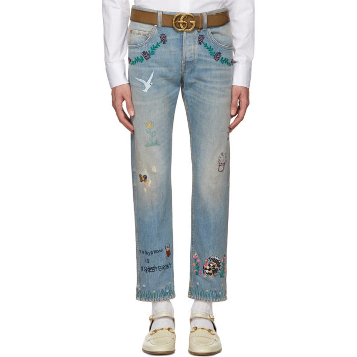 Photo: Gucci Blue Tapered Writing Jeans 