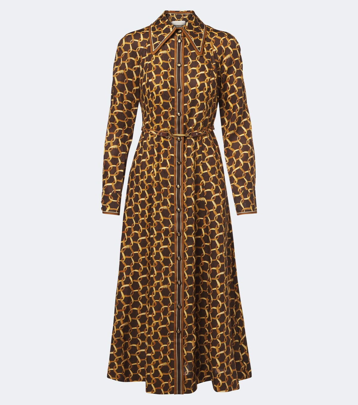 Zimmermann Belted printed linen shirt dress