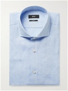 HUGO BOSS - Cutaway-Collar Linen Shirt - Blue