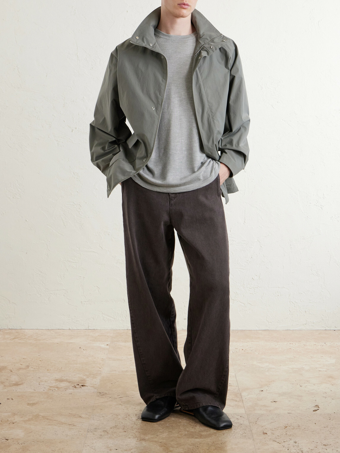The Elder Statesman - Lenny Ribbed Wool, Silk and Linen-Blend T-Shirt - Gray