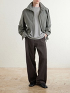 The Elder Statesman - Lenny Ribbed Wool, Silk and Linen-Blend T-Shirt - Gray