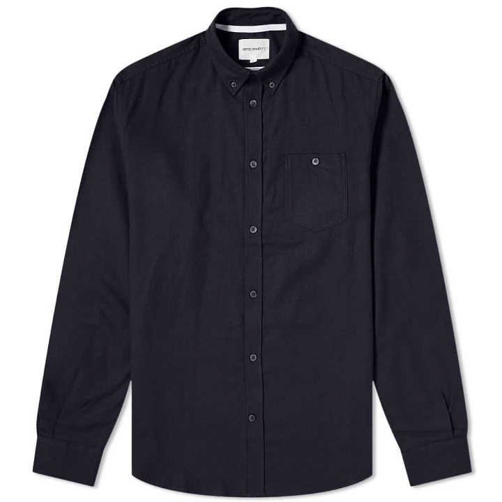 Photo: Norse Projects Men's Anton Brushed Flannel Shirt in Dark Navy