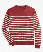 Brooks Brothers Men's Silk and Cotton Stripe Crewneck Sweater | Burgundy